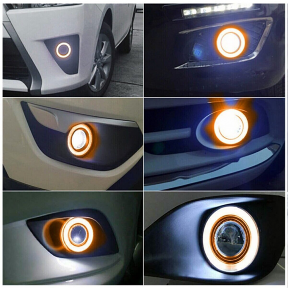 Citroën Nemo Uyumlu, Universal Mercekli Led Angel Sis Farı, 76mm Turuncu Renk ürün görseli 1