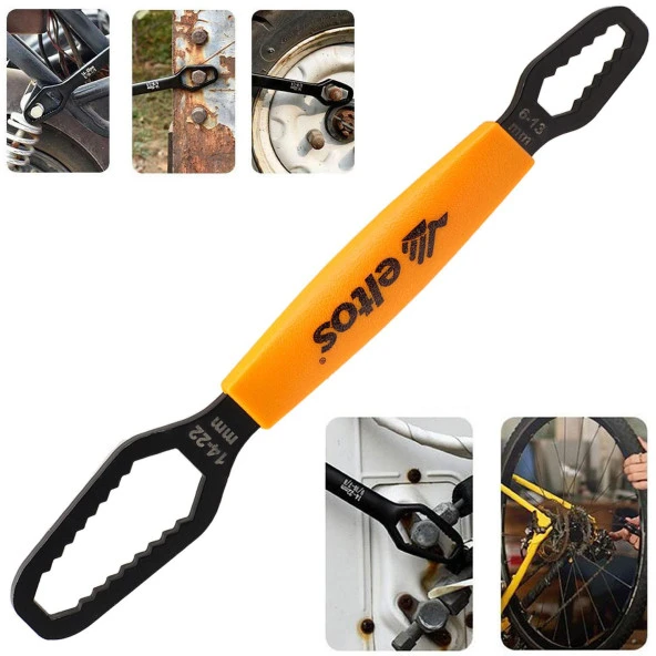 Çift Ağızlı Evrensel Kendinden Sıkma Çok Amaçlı Anahtar Çelik İngiliz Torx Cırcır Anahtarı Mat Siyah 6-13 / 14-22 mm ürün görseli 1
