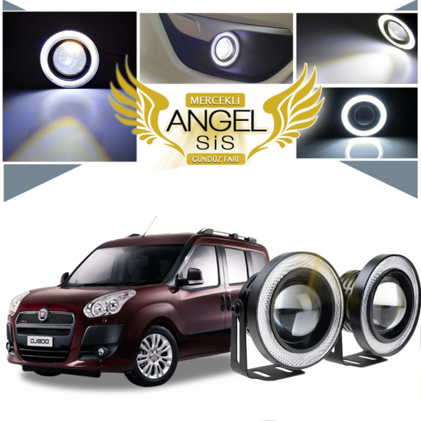 Fiat Doblo D3 Uyumlu, Universal Mercekli Led Angel Sis Farı, 76mm Beyaz Renk ürün görseli 1