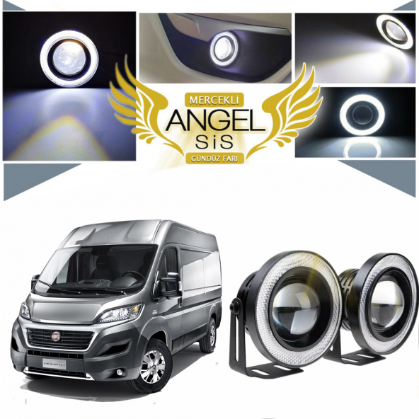 Fiat Ducato Uyumlu, Universal Mercekli Led Angel Sis Farı, 76mm Beyaz Renk ürün görseli 1