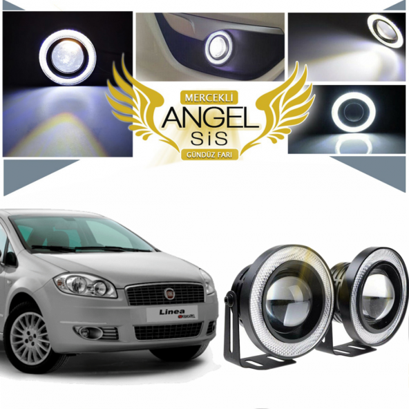 Fiat Linea Uyumlu, Universal Mercekli Led Angel Sis Farı, 76mm Beyaz Renk ürün görseli 1