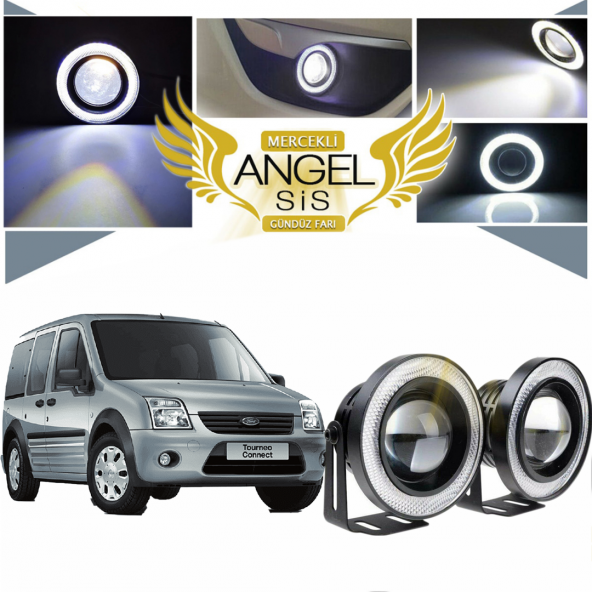 Ford Transit Connect Uyumlu, Universal Mercekli Led Angel Sis Farı, 76mm Beyaz Renk ürün görseli 1