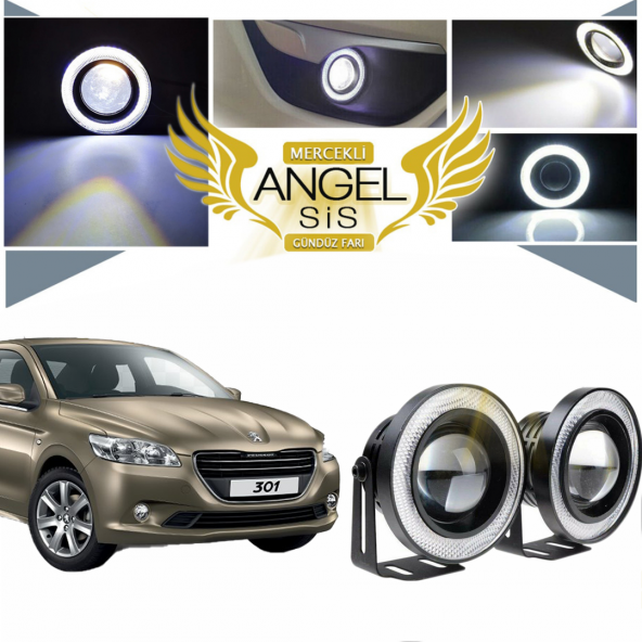 Peugeot 301 Uyumlu, Universal Mercekli Led Angel Sis Farı, 76mm Beyaz Renk ürün görseli 1