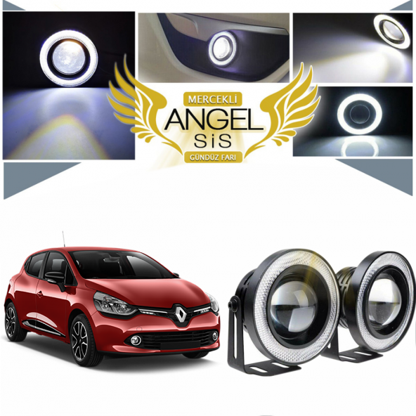 Renault Clio 4 Uyumlu, Universal Mercekli Led Angel Sis Farı, 76mm Beyaz Renk ürün görseli 1