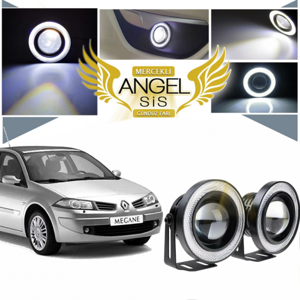 Renault Megane 2 Uyumlu, Universal Mercekli Led Angel Sis Farı, 76mm Beyaz Renk ürün görseli 1