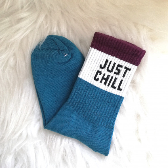 Just Chill Yazılı Renkli Çorap ürün görseli 1
