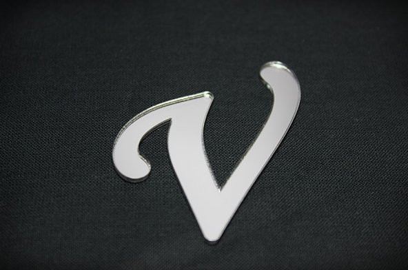 Benim Marifetlerim V Harfi Gümüş Aynalı Pleksi 4 cm ürün görseli 1