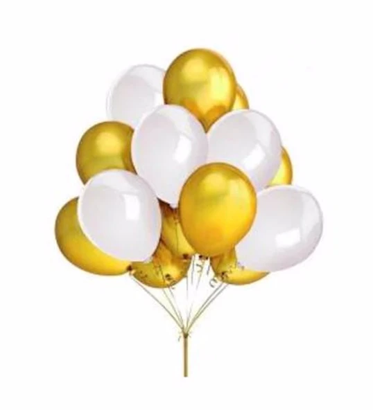 Benim Marifetlerim  Metalik Altın Beyaz Balon 12 inch 5 Adet ürün görseli 1