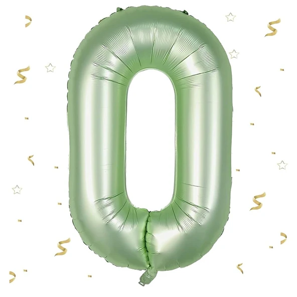 Benim Marifetlerim 0 Rakamı Su Yeşili Folyo Balon 40 inch 90 cm ürün görseli 1