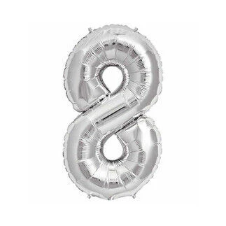Benim Marifetlerim 8 Rakamı Gümüş Folyo Balon 34 inch 86 cm ürün görseli 1