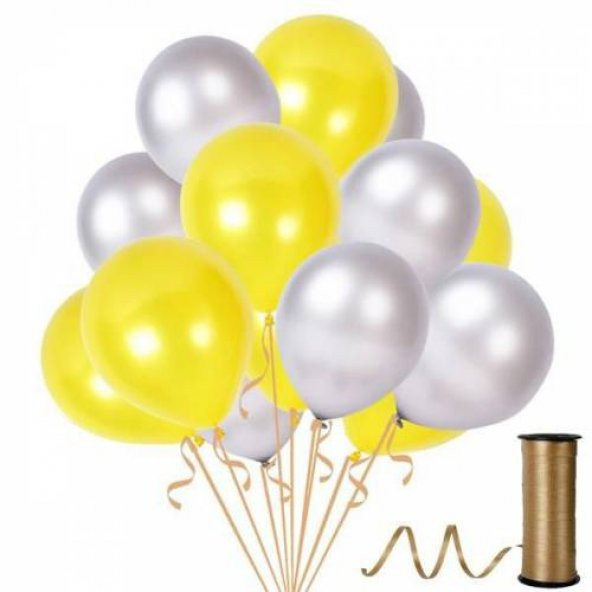Benim Marifetlerim Metalik Sarı Gümüş Balon 12 inch 15 Adet ürün görseli 1