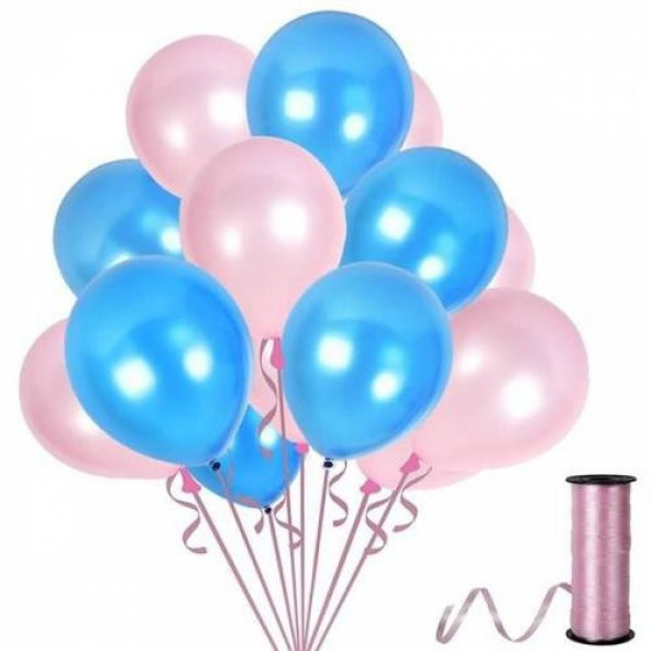 Benim Marifetlerim Metalik Pembe Mavi Balon 12 inch 10 Adet ürün görseli 1