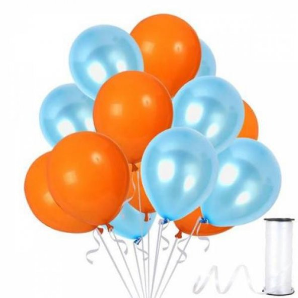 Benim Marifetlerim Metalik Turuncu Mavi  Balon 12 inch 30 Adet ürün görseli 1