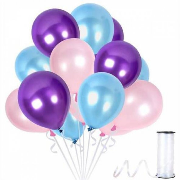 Benim Marifetlerim Metalik Mor Pembe Mavi Balon 12 inch 30 Adet ürün görseli 1