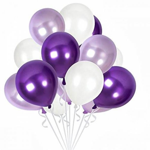 Benim Marifetlerim Metalik Beyaz Lila Mor Balon 12 inch 5 Adet ürün görseli 1
