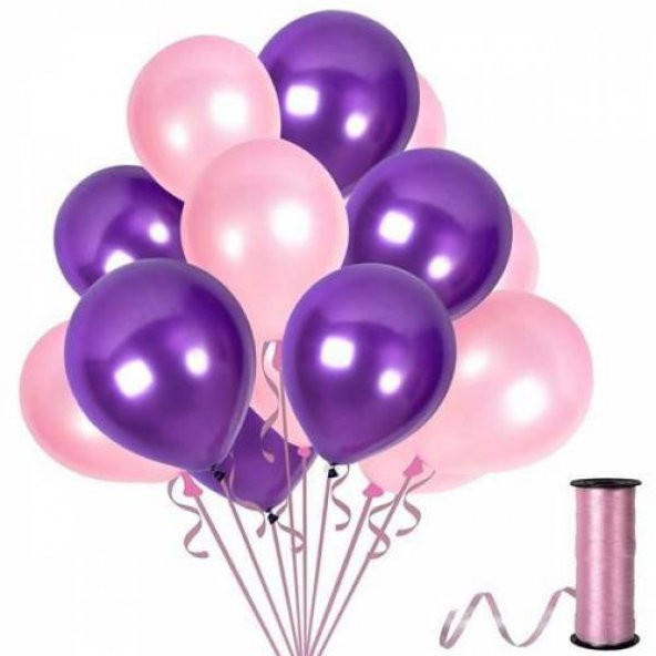 Benim Marifetlerim Metalik Mor Pembe Balon 12 inch 10 Adet ürün görseli 1