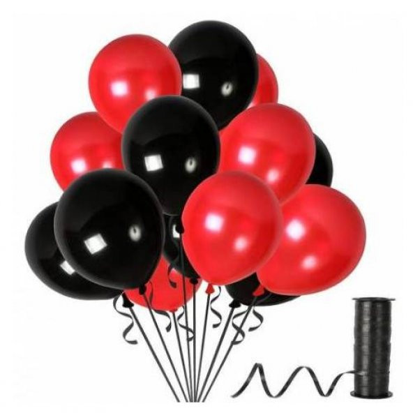 Benim Marifetlerim Metalik Kırmızı Siyah Balon 12 inch 20 Adet ürün görseli 1