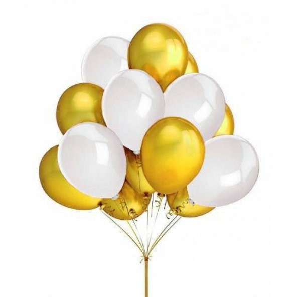 Benim Marifetlerim Metalik Altın Beyaz Balon 12 inch 10 Adet ürün görseli 1