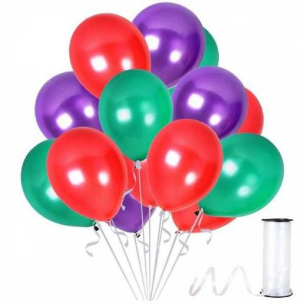 Benim Marifetlerim Metalik Mor Yeşil Kırmızı Balon 12 inch 5 Adet ürün görseli 1