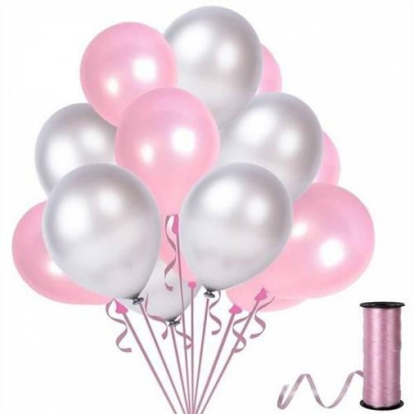Benim Marifetlerim  Metalik Pembe Gümüş Balon 12 inch 25 Adet ürün görseli 1