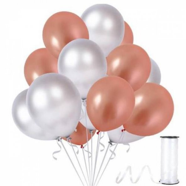 Benim Marifetlerim  Metalik Rose Gold Gümüş Balon 12 inch 15 Adet ürün görseli 1
