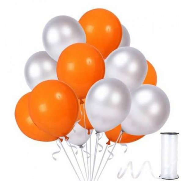 Benim Marifetlerim  Metalik Turuncu Gümüş Balon 12 inch 25 Adet ürün görseli 1