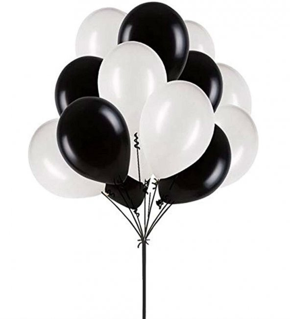 Benim Marifetlerim  Metalik Siyah Beyaz Balon 12 inch 20 Adet ürün görseli 1