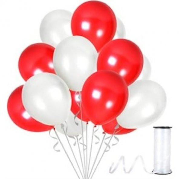 Benim Marifetlerim  Metalik Kırmızı Beyaz Balon 12 inch 10 Adet ürün görseli 1