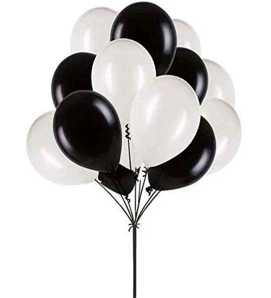 Benim Marifetlerim Metalik Siyah Beyaz Balon 12 inch 5 Adet ürün görseli 1