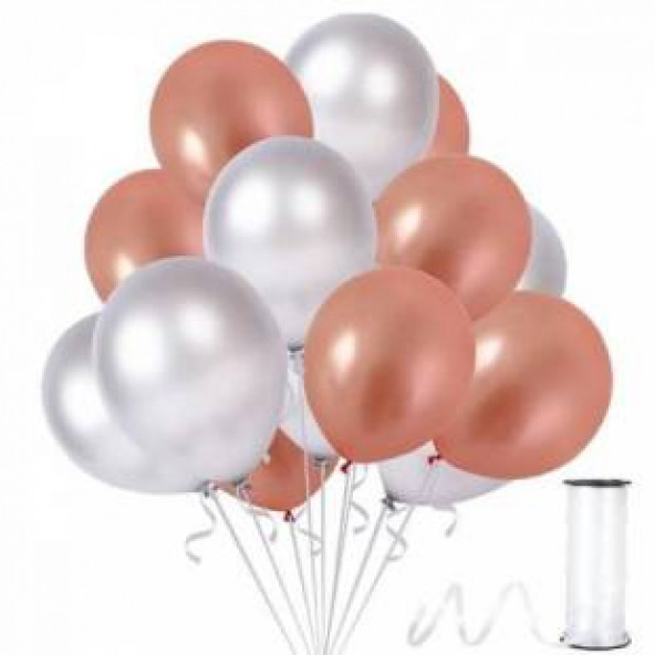 Benim Marifetlerim Metalik Rose Gold Gümüş Balon 12 inch 10 Adet ürün görseli 1