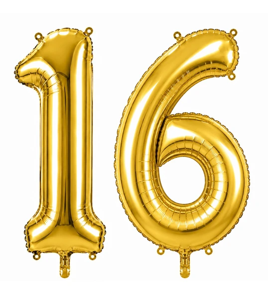 Benim Marifetlerim 16 Rakamı Altın Folyo Balon 16 inch 40 cm ürün görseli 1