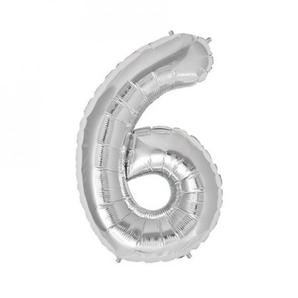 Benim Marifetlerim 6 Rakamı Gümüş Folyo Balon 16 inch 40 cm ürün görseli 1