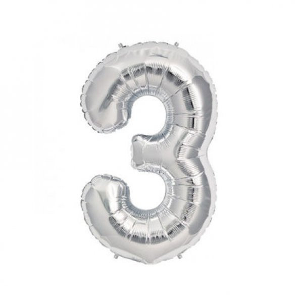 Benim Marifetlerim 3 Rakamı Gümüş Folyo Balon 16 inch 40 cm ürün görseli 1