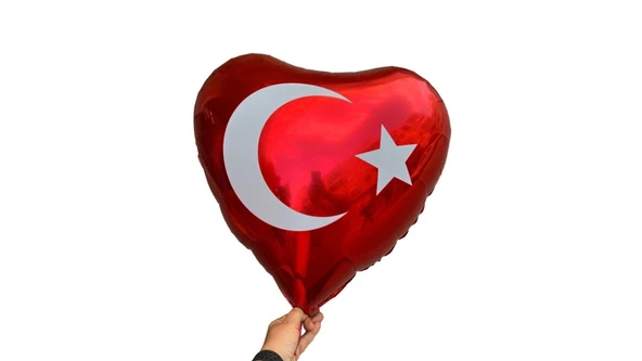 Benim Marifetlerim Ay Yıldız Baskılı Kalp Folyo Balon 24 inch 60 cm x 60 cm ürün görseli 1