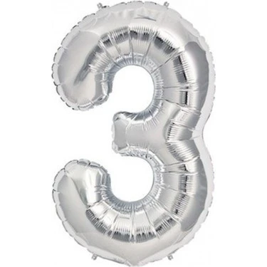 Benim Marifetlerim 3 Rakamı Gümüş Folyo Balon 34 inch 86 cm ürün görseli 1