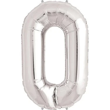 Benim Marifetlerim 0 Rakamı Gümüş Folyo Balon 34 inch 86 cm ürün görseli 1