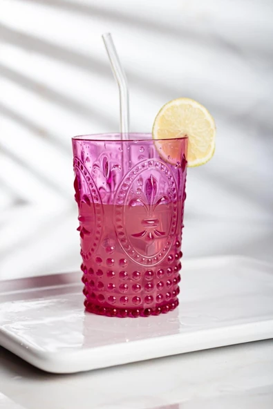 Akrilik Pembe Tekli Kısa Bardak & Su Meşrubat Kahve Yanı Bardağı 400 ml ( Cam Değildir ) ürün görseli 1