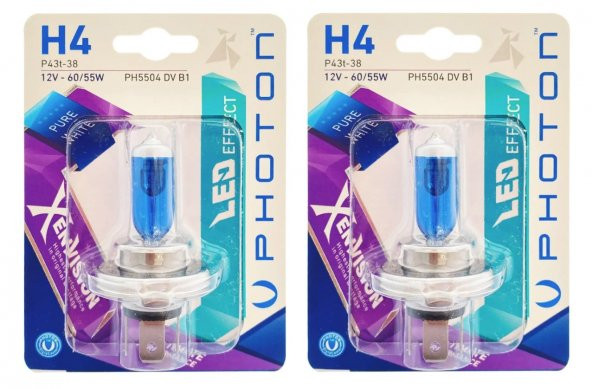 PHOTON H4 12V 6055W XEN VİSİON BEYAZ IŞIK AMPÜL TAKIMI (2 ADET) ürün görseli 1