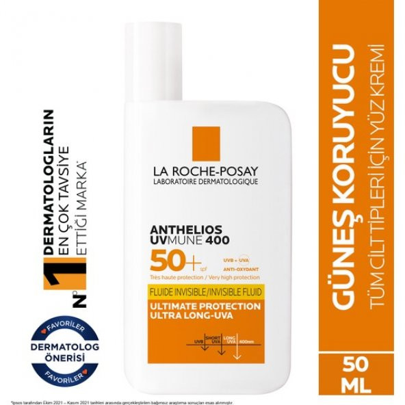 La Roche-Posay Anthelios invisible Fluid Yüz Güneş Kremi Normal/Karma Ciltler Spf50+ Yuksek Koruma 50ml ürün görseli 1
