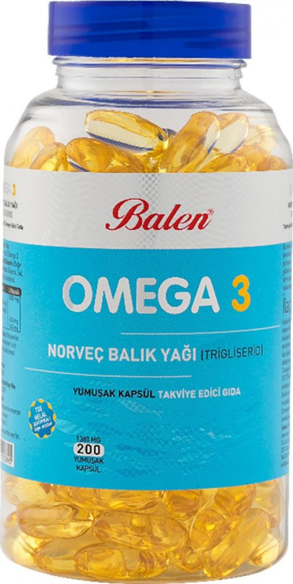Balen Omega 3 Norveç Balık Yağı 1380 Mg 200 Kapsül (Trigliserid) ürün görseli 1