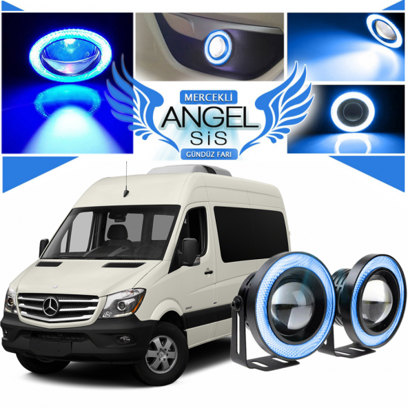 Mercedes - Benz Sprinter Uyumlu, Universal Mercekli Led Angel Sis Farı, 76mm Buz Mavi Renk ürün görseli 1