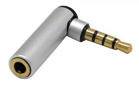 3.5 mm TRRS Stereo 90 Derece Çevirici Kaliteli - Gri ürün görseli 1