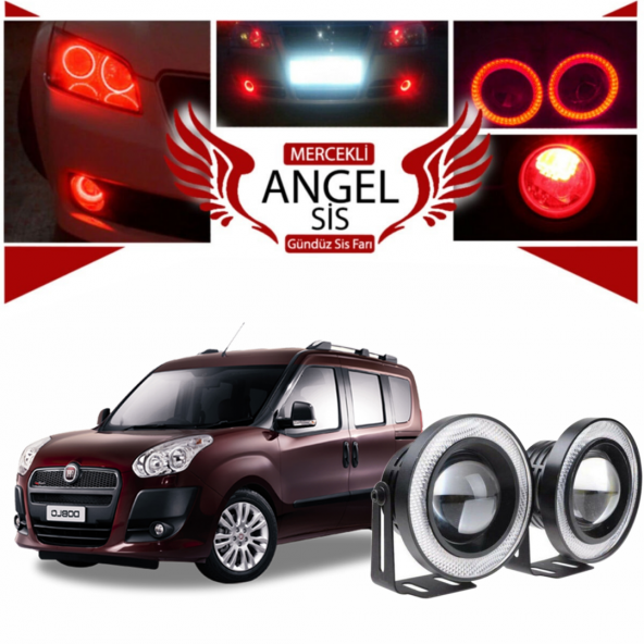 Fiat Doblo D3 Uyumlu, Universal Mercekli Led Angel Sis Farı, 76mm Kırmızı Renk ürün görseli 1
