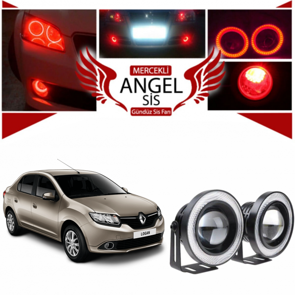 Dacia Logan Uyumlu, Universal Mercekli Led Angel Sis Farı, 76mm Kırmızı Renk ürün görseli 1