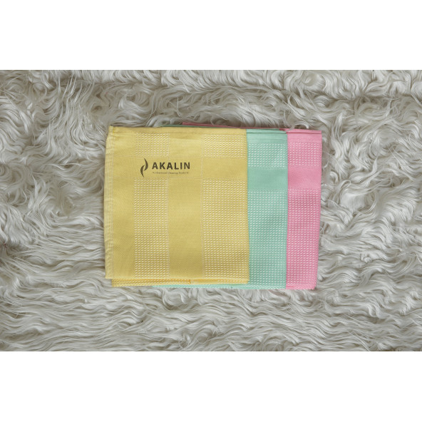 Akalın Orijinal 3'lü Profesyonel Mikrofiber Temizlik Bezi - Ithal Ürün - Tek Dokunuş (Pembe-Sarı-Yeşil) ürün görseli 1