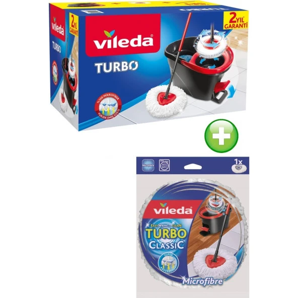 Vileda Turbo Pedallı Temizlik Seti + Vileda Turbo Yedek Mop Paspas Ucu ürün görseli 1