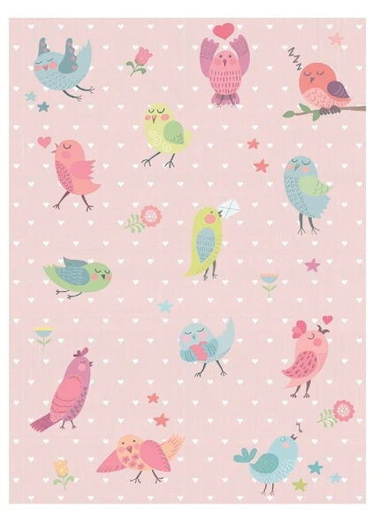 Brillant İpek Latex Kaymaz Taban Çocuk Halısı-BIRD HJ11715.801-(160x230) ürün görseli 1