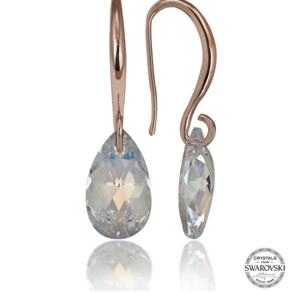 Swarovski Crystal Taşlı Gümüş Damla Sallantılı Kadın Küpe ürün görseli 1
