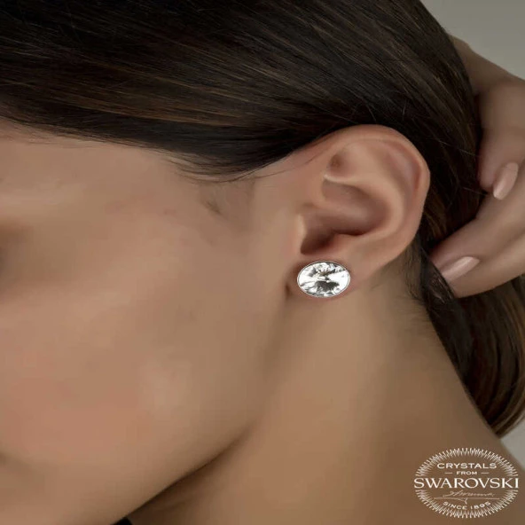 Swarovski Crystal Taşlı Gümüş Çivili Kadın Küpe ürün görseli 1