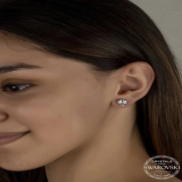 Swarovski Crystal Taşlı Gümüş Çivili Kadın Küpe ürün görseli 1